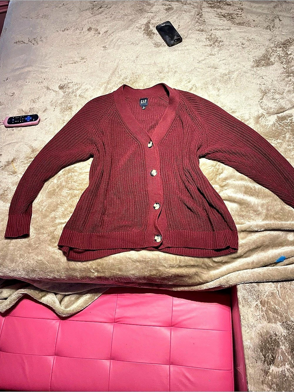 Gap Knit Button-Front Cardigan in Burgundy Size xxl